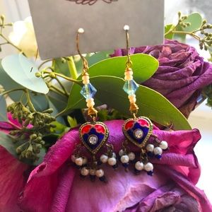 NWT Handcrafted Heart Swarovski Crystal Earrings